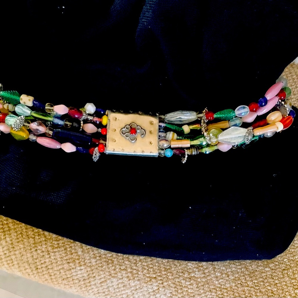 Bohemian Belt With Silver Squares And Rows Of Col… - image 2